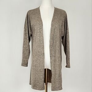 Caution To The Wind Heathered Open Cardigan Small Taupe